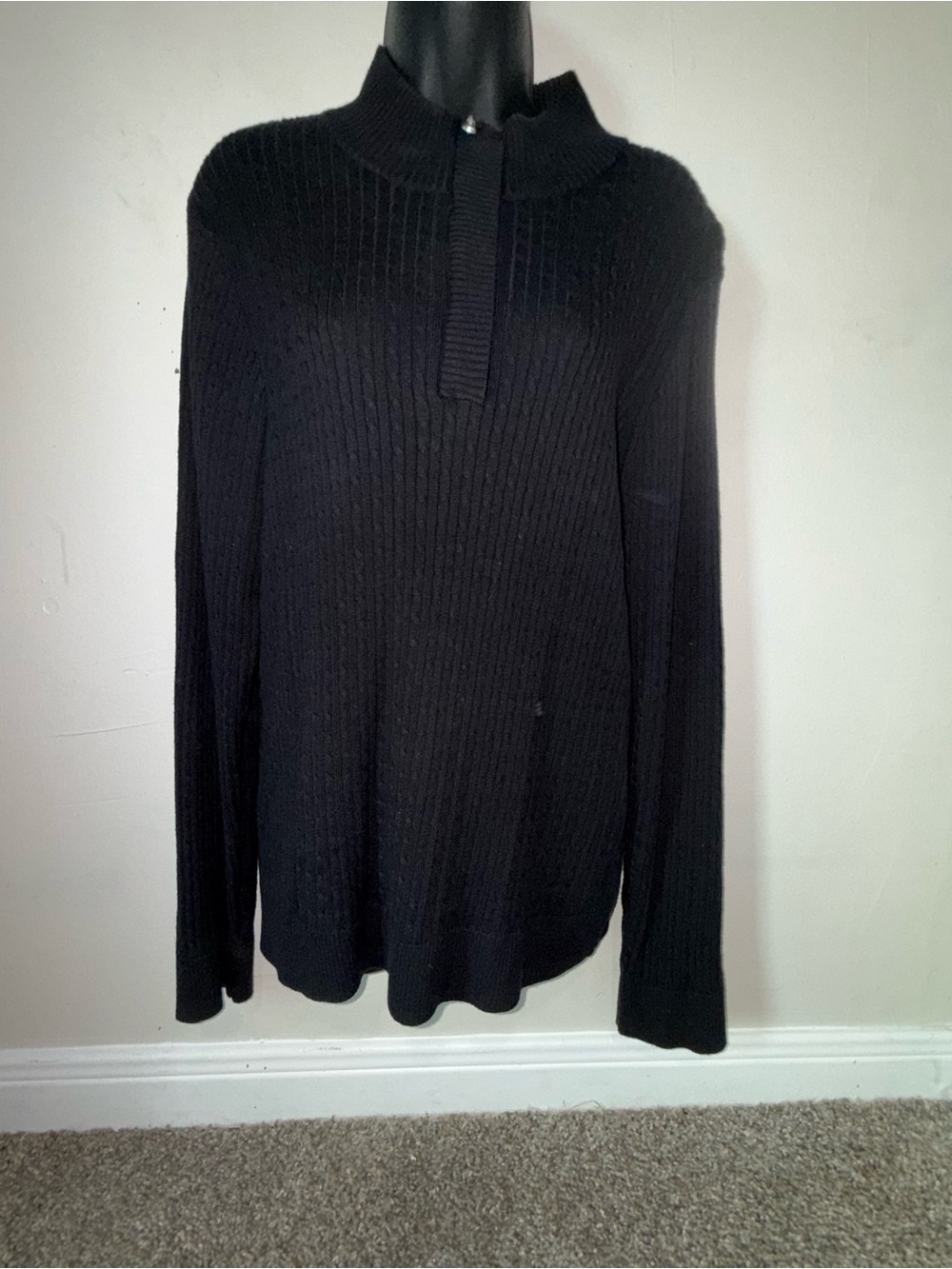 croft & barrow Black Ribbed Half-Zip Turtleneck Sweater